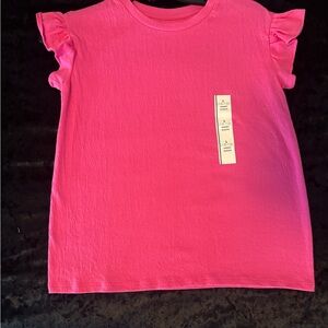Cat & Jack Bright Pink Ruffle Sleeve Tee